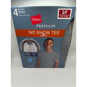 Hanes Premium No Show Tee Shirts Slim Fit 4 Pack Medium Gray Size Small